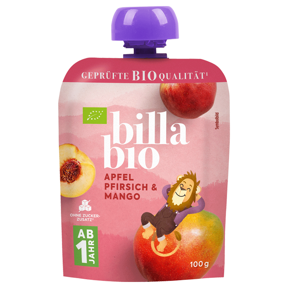 Bild: Billa Bio Quetschie Apfel Pfirisch Mango