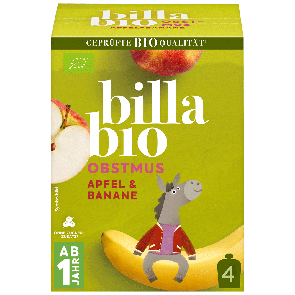 Bild: Billa Bio Quetschie Apfel Banane 4er Pack