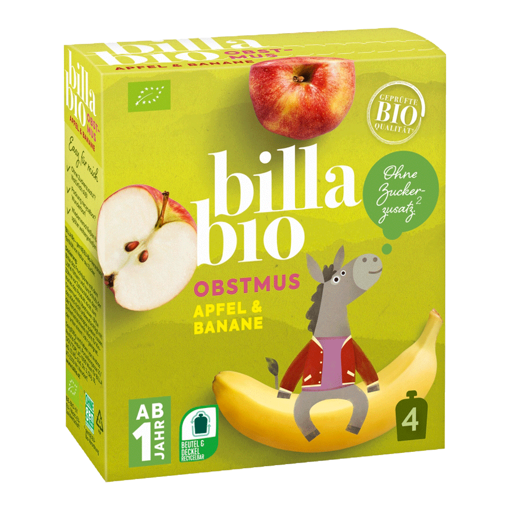 Bild: Billa Bio Quetschie Apfel Banane 4er Pack