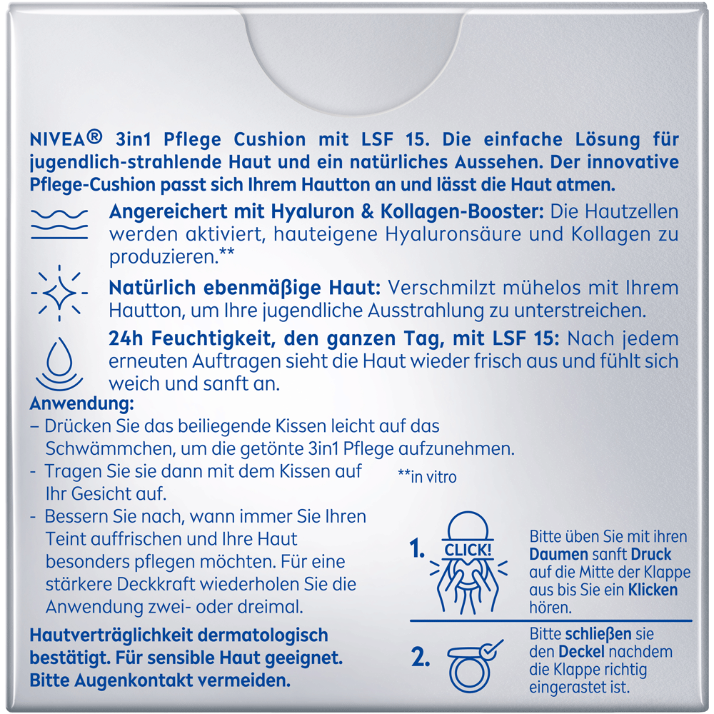 Bild: NIVEA Hyaluron Cellular Filler 3in1 Pflege Cushion dunkel