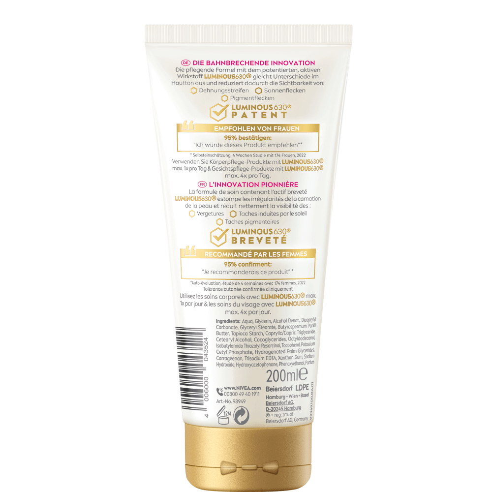 Bild: NIVEA Luminous 630° Body Creme Anti Dehnungsstreifen & Pigmentflecken