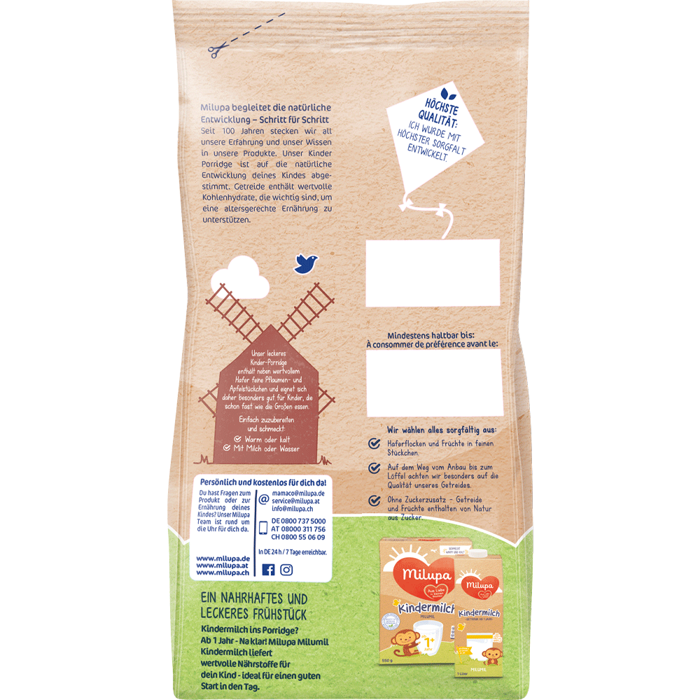Bild: Milupa Kinder Porridge Hafer & Früchte
