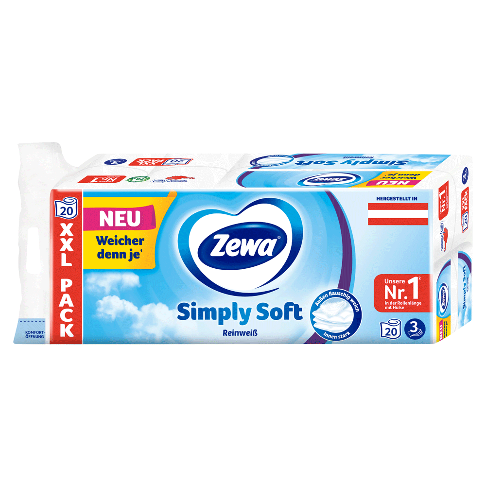 Bild: Zewa Toilettenpapier Simply Soft Reinweiß 