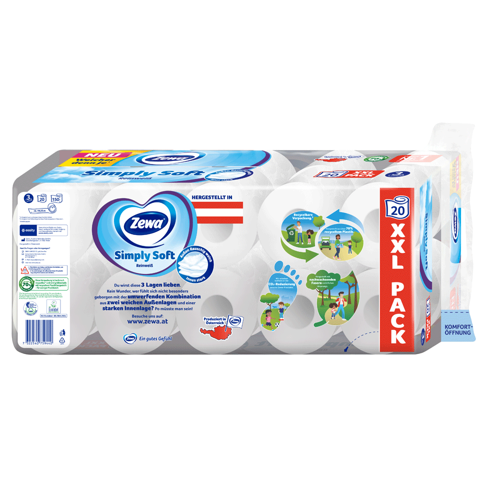 Bild: Zewa Toilettenpapier Simply Soft Reinweiß 