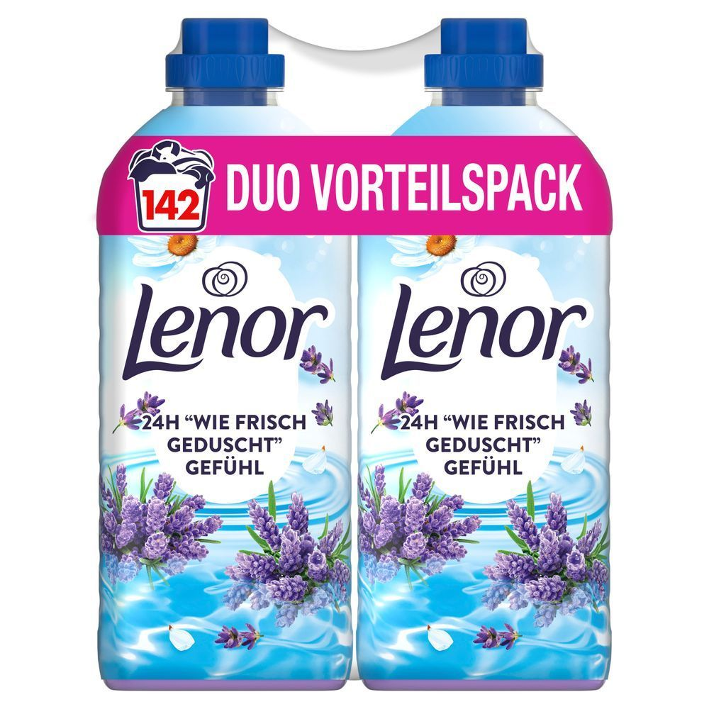 Lenor Weichspüler Tag in der Provence Duo Vorteilspack mit Lavendelduft für 24H wie frisch geduscht Gefühl.