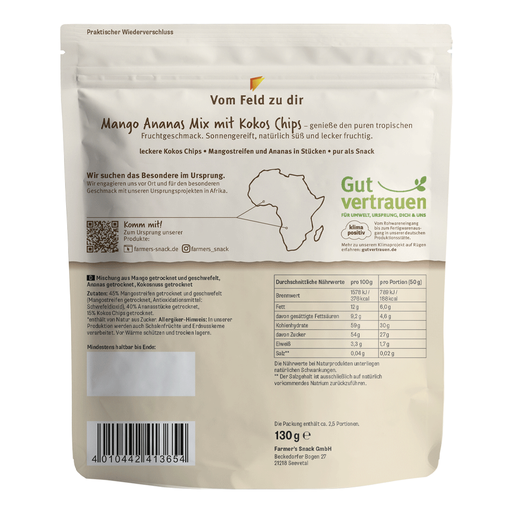 Bild: Farmer's Snack Mango Ananas Mix getrocknet
