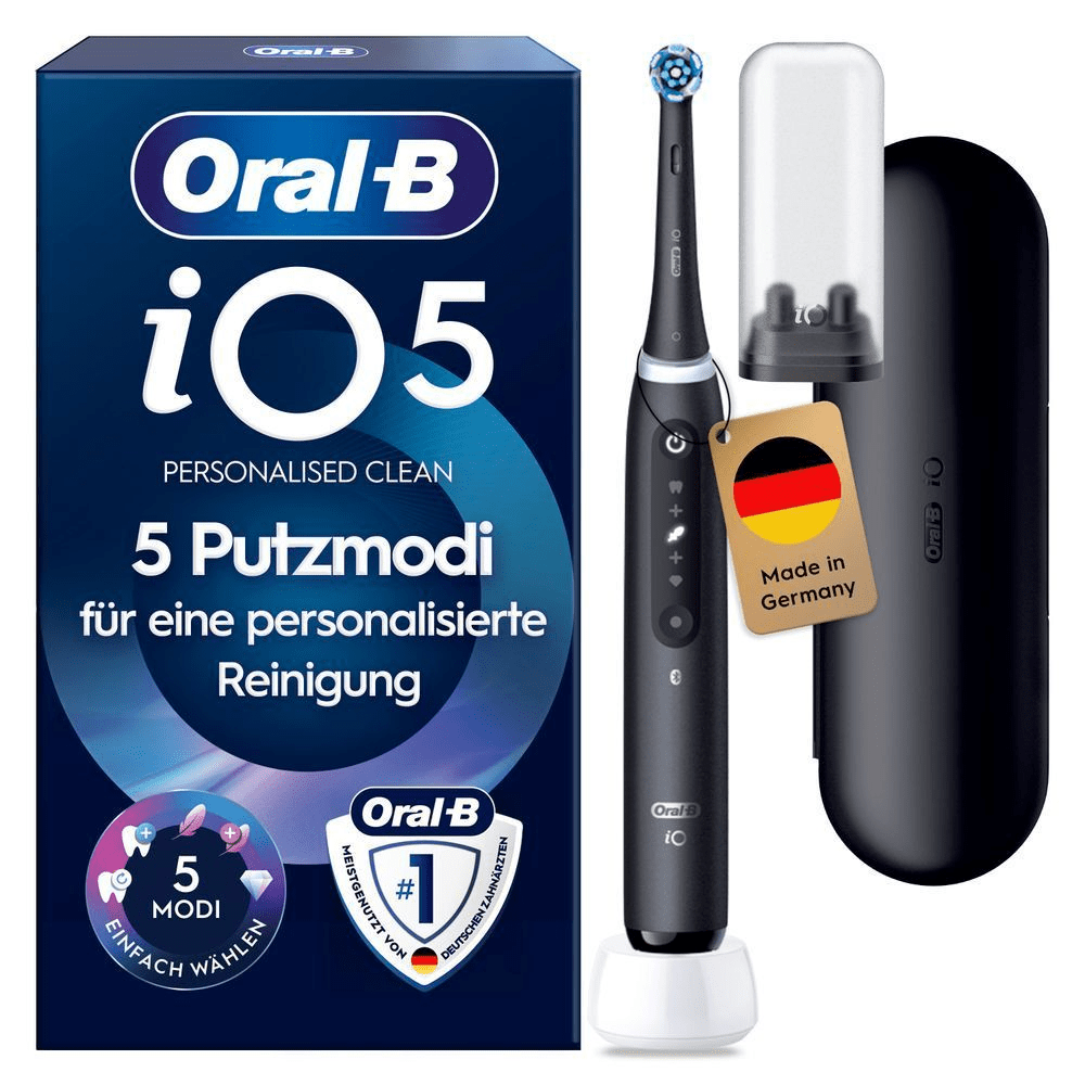 Oral-B iO5 Zahnbürste mit 5 Putzmodi für personalisierte Reinigung.