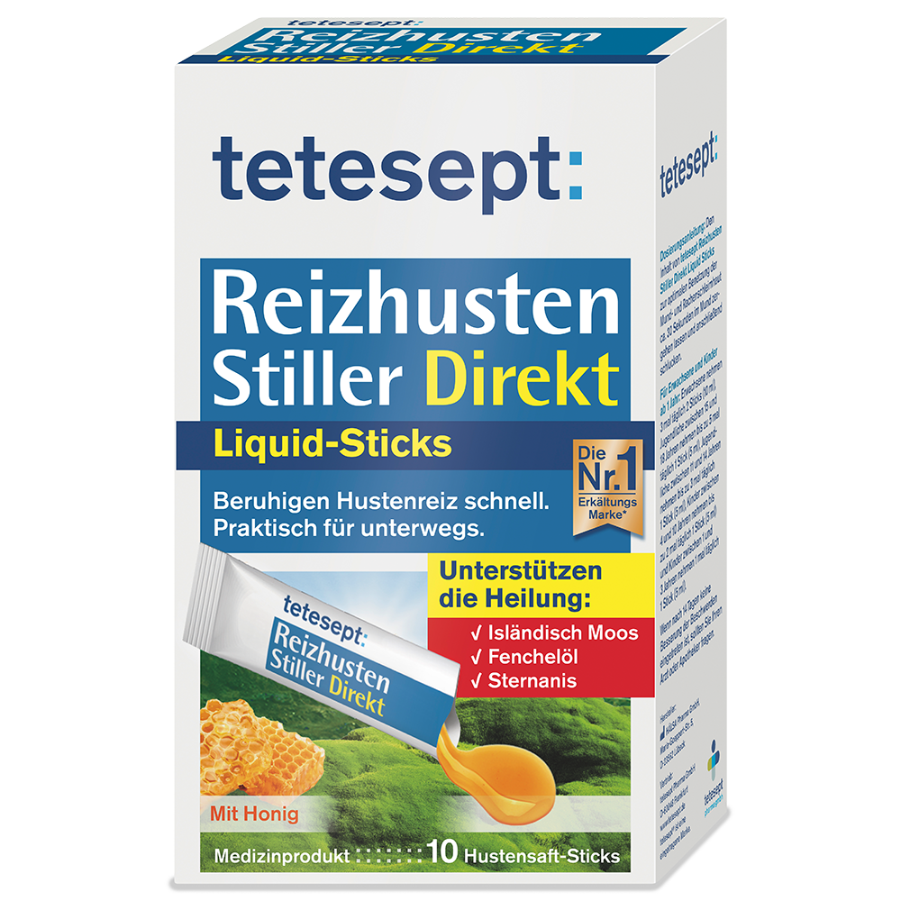 Bild: tetesept: Reizhusten Stiller Direkt Liquid Sticks