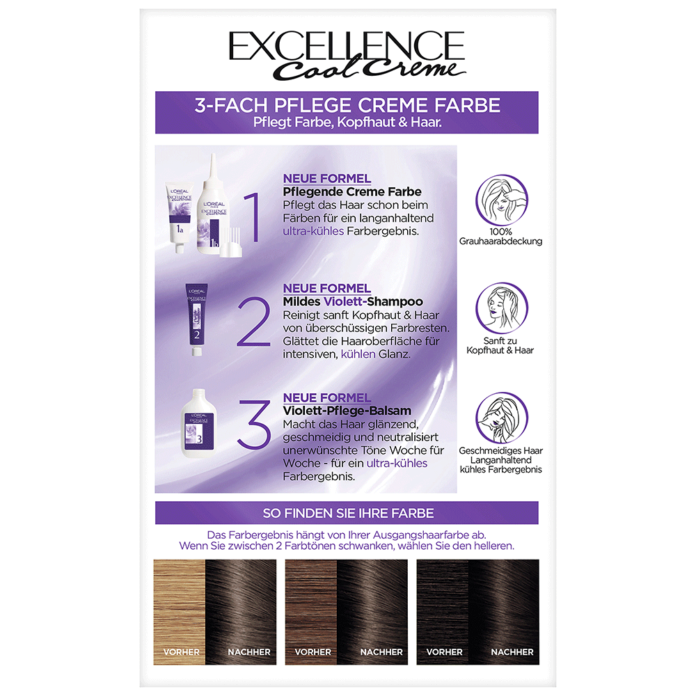 Bild: L'ORÉAL PARIS Excellence Cool Creme Coloration ultra kühles dunkelblond
