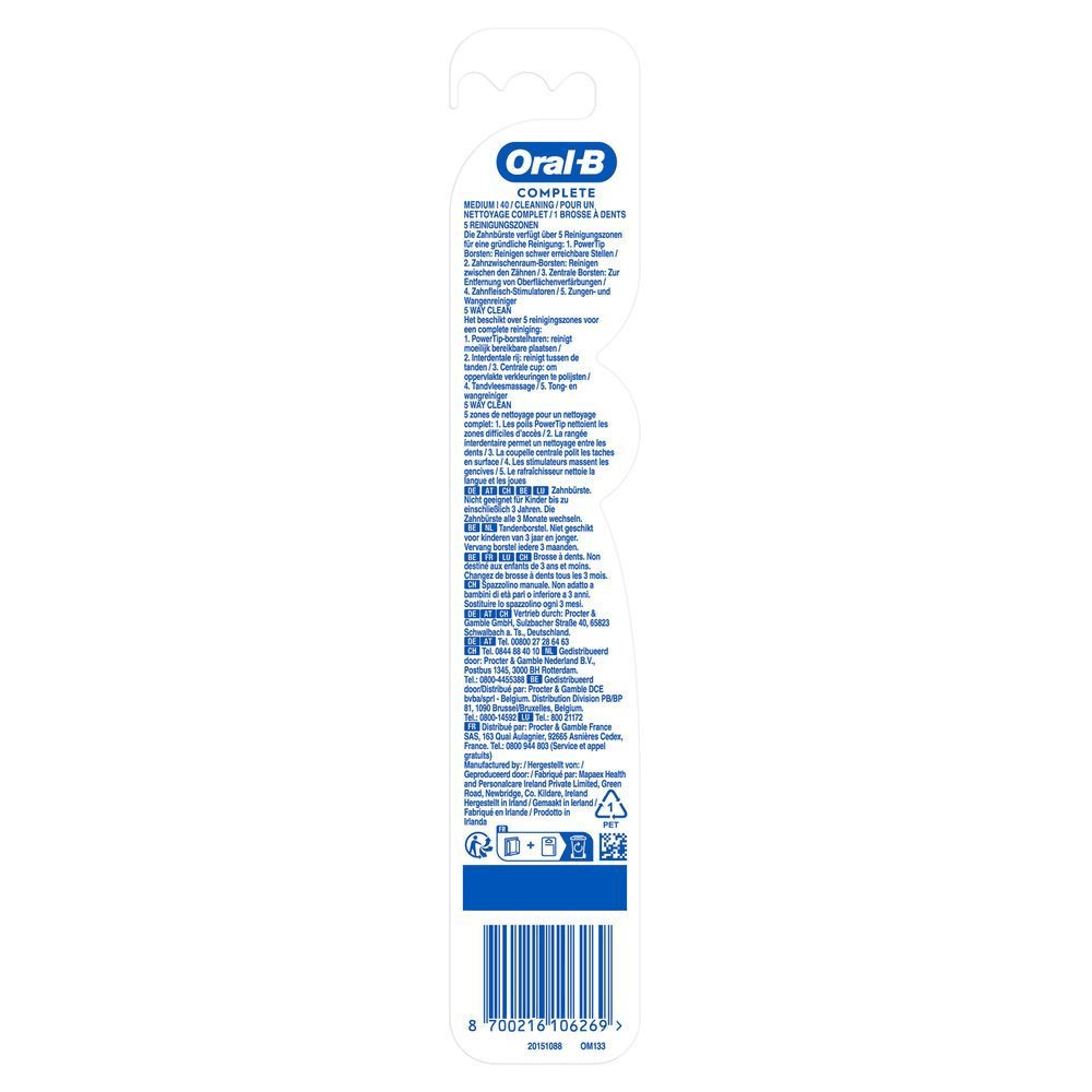 Bild: Oral-B Complete 5 Reinigungszonen Handzahnbürste Mittel, Grün 