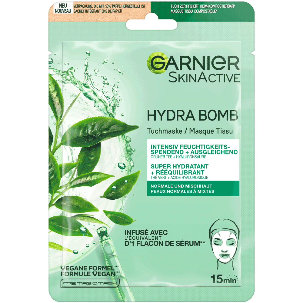 Bild: GARNIER SKIN ACTIVE Hydra Bomb Tuchmaske Grüner Tee