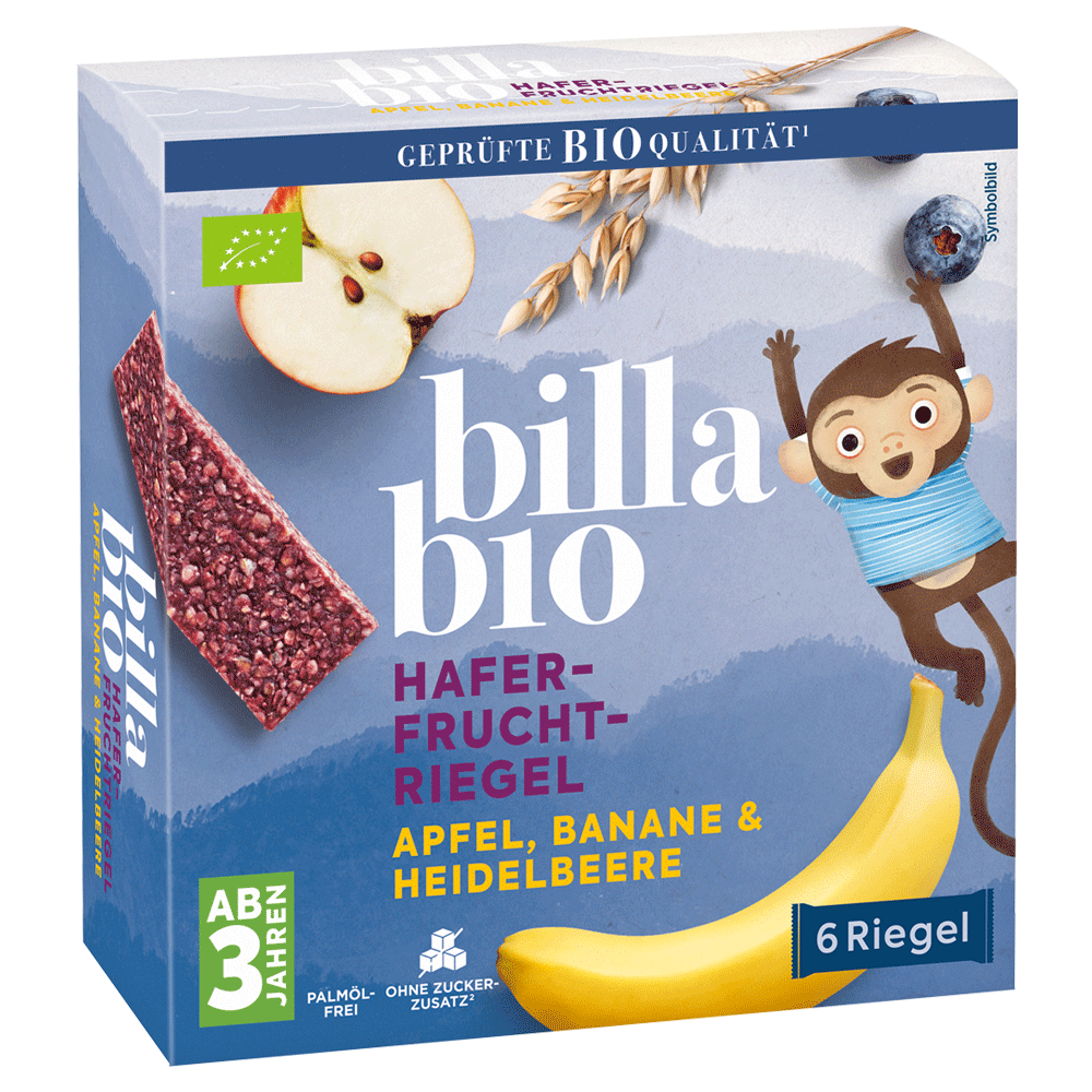 Bild: Billa Bio Babyriegel Apfel, Banane & Heidelbeere 6er