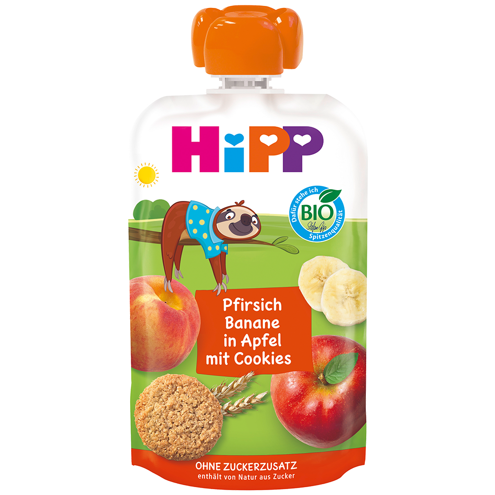 Bild: HiPP Quetschie Pfirsich Banane in Apfel mit Cookies
