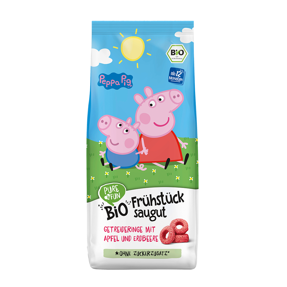 Bild: Pure & Fun Frühstück Saugut Getreideringe mit Apfel und Erdbeere 