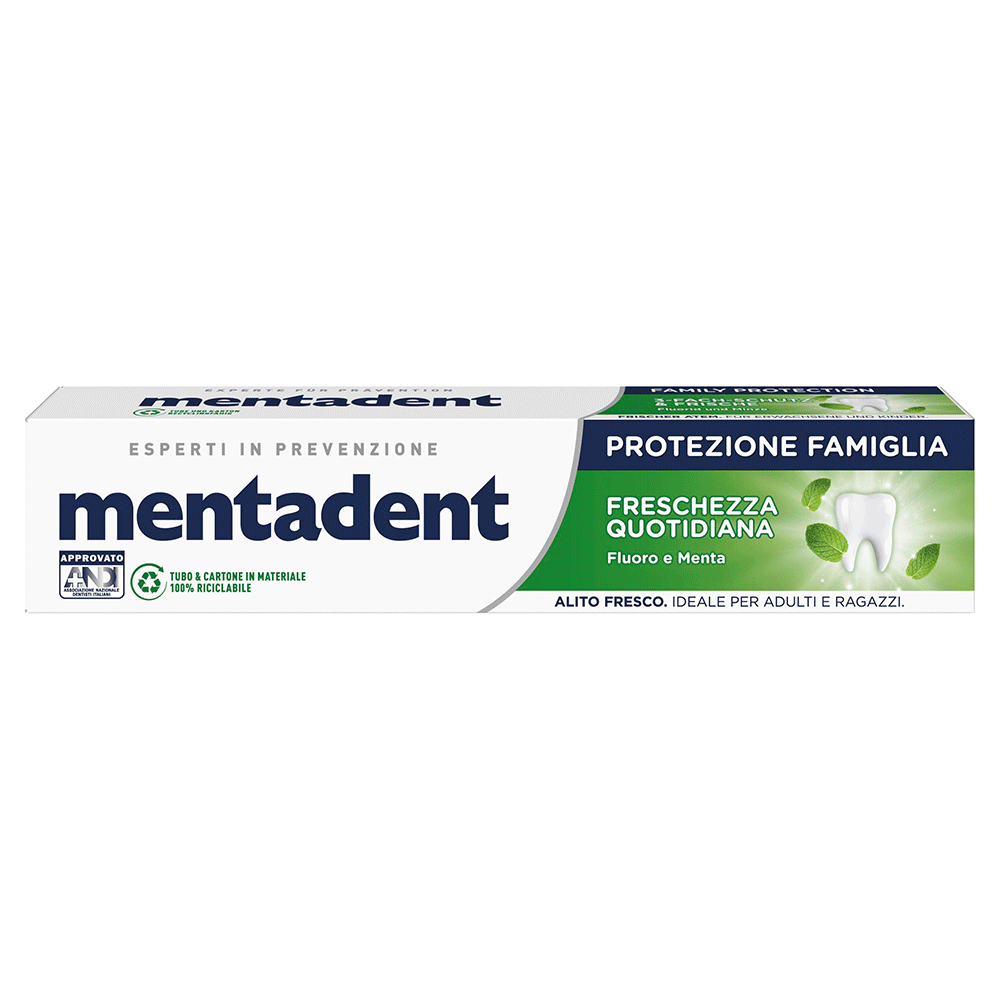 Bild: mentadent Zahnpasta Family Protection 3-fach Schutz und Frische