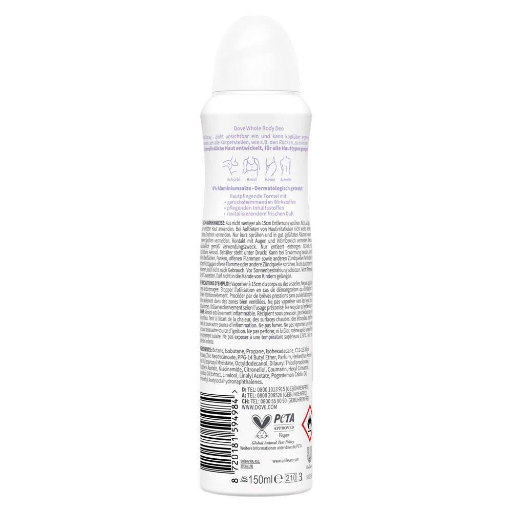 Bild: Dove Deo Spray Whole Body Lavendel und Kamillenduft 