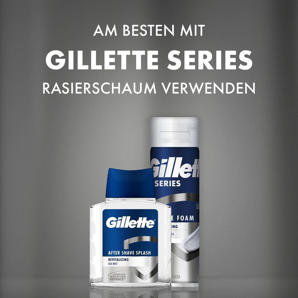 Für beste Ergebnisse: Gillette Series Rasierschaum zusammen mit dem revitalisierenden After Shave Splash verwenden.