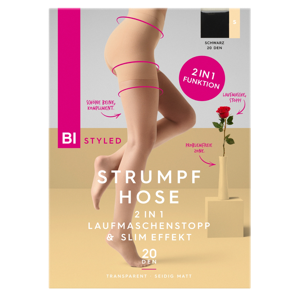 Bild: BI STYLED Strumpfhose 2in1 Laufmaschenstopp und Slim Effekt 20 DEN Schwarz