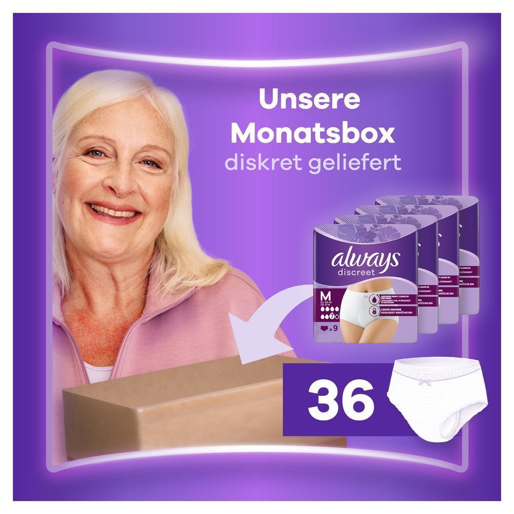 Always Discreet Höschen Monatspaket mit diskreter Lieferung, 36 Stück