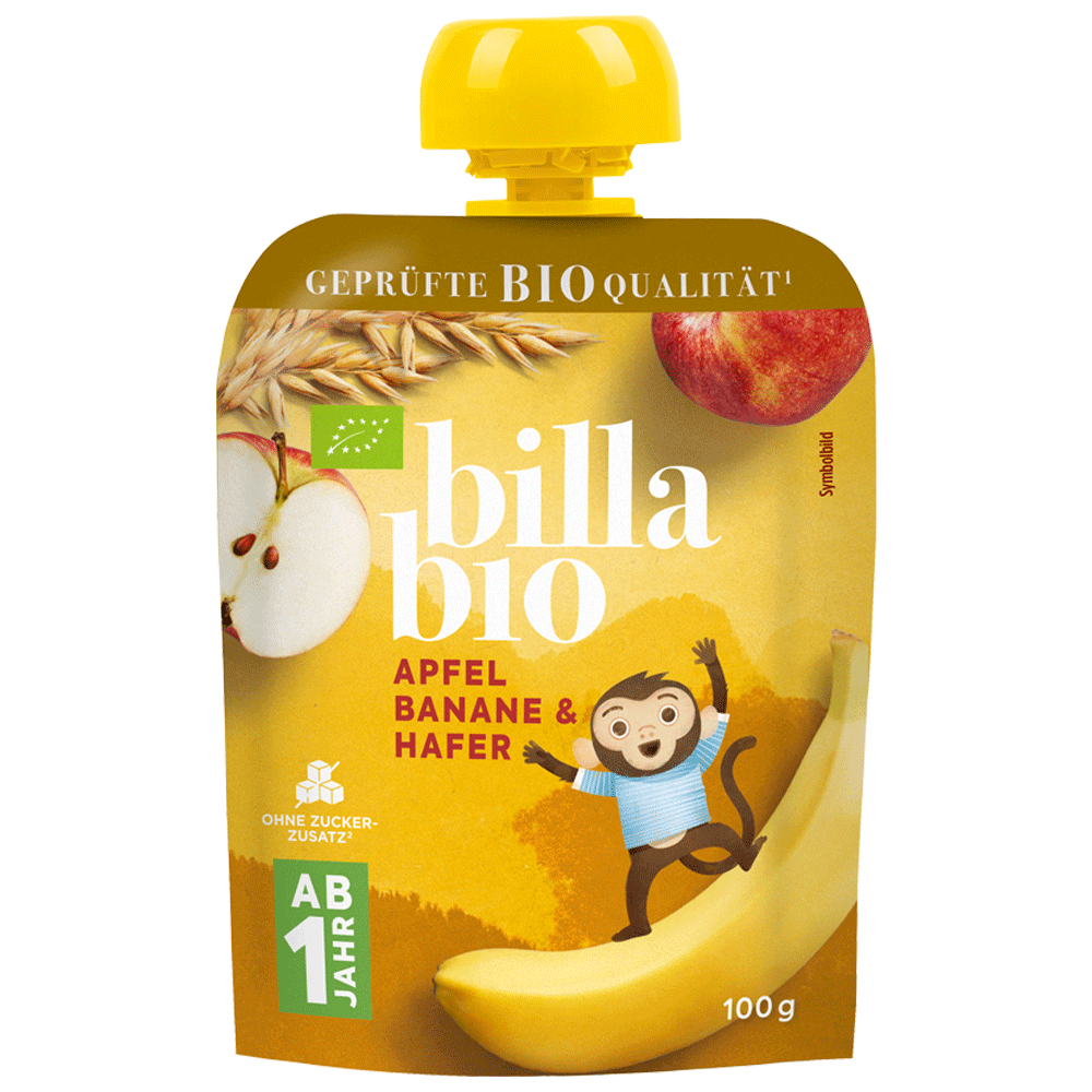 Bild: Billa Bio Quetschie Apfel Banane Hafer 