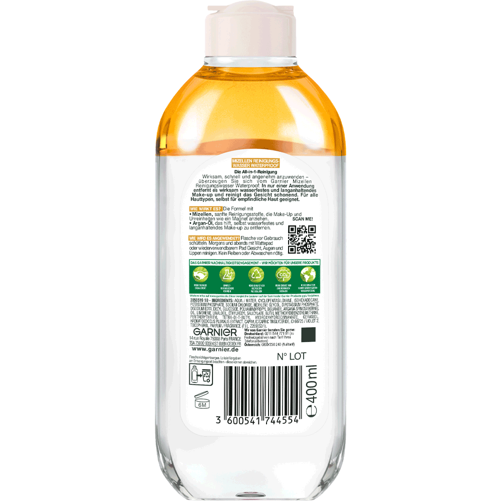 Bild: GARNIER SKIN ACTIVE Mizellen Reinigungswasser All-in-1 waterproof