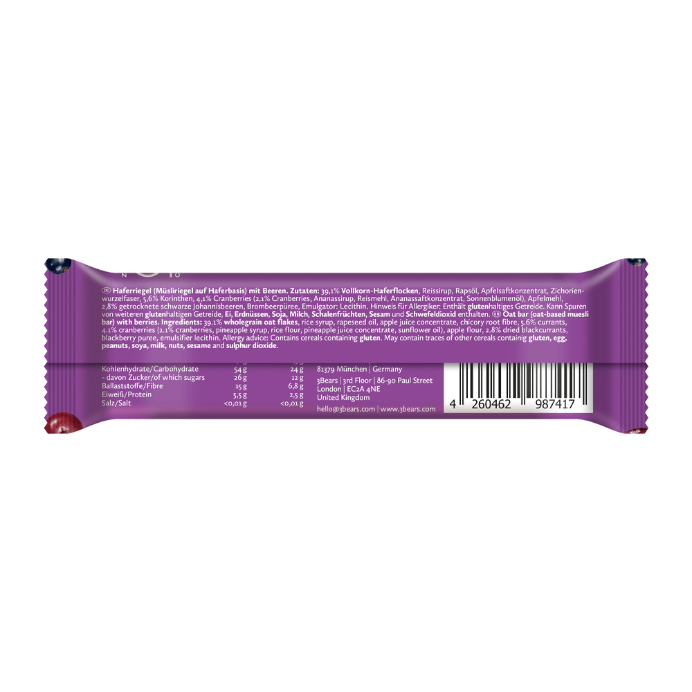 Bild: 3Bears Oat Bar Dreierlei Beere