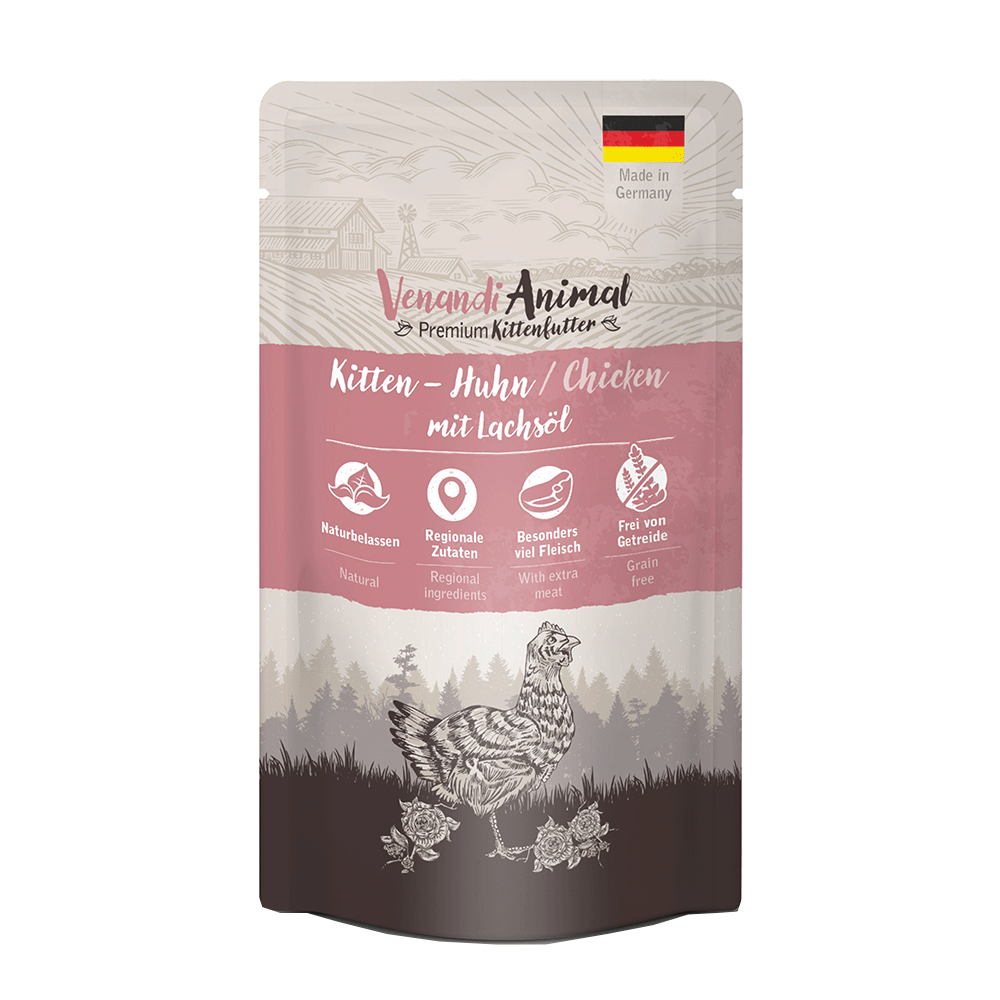 Bild: Venandi Animal Kitten Nassfutter Huhn mit Lachsöl