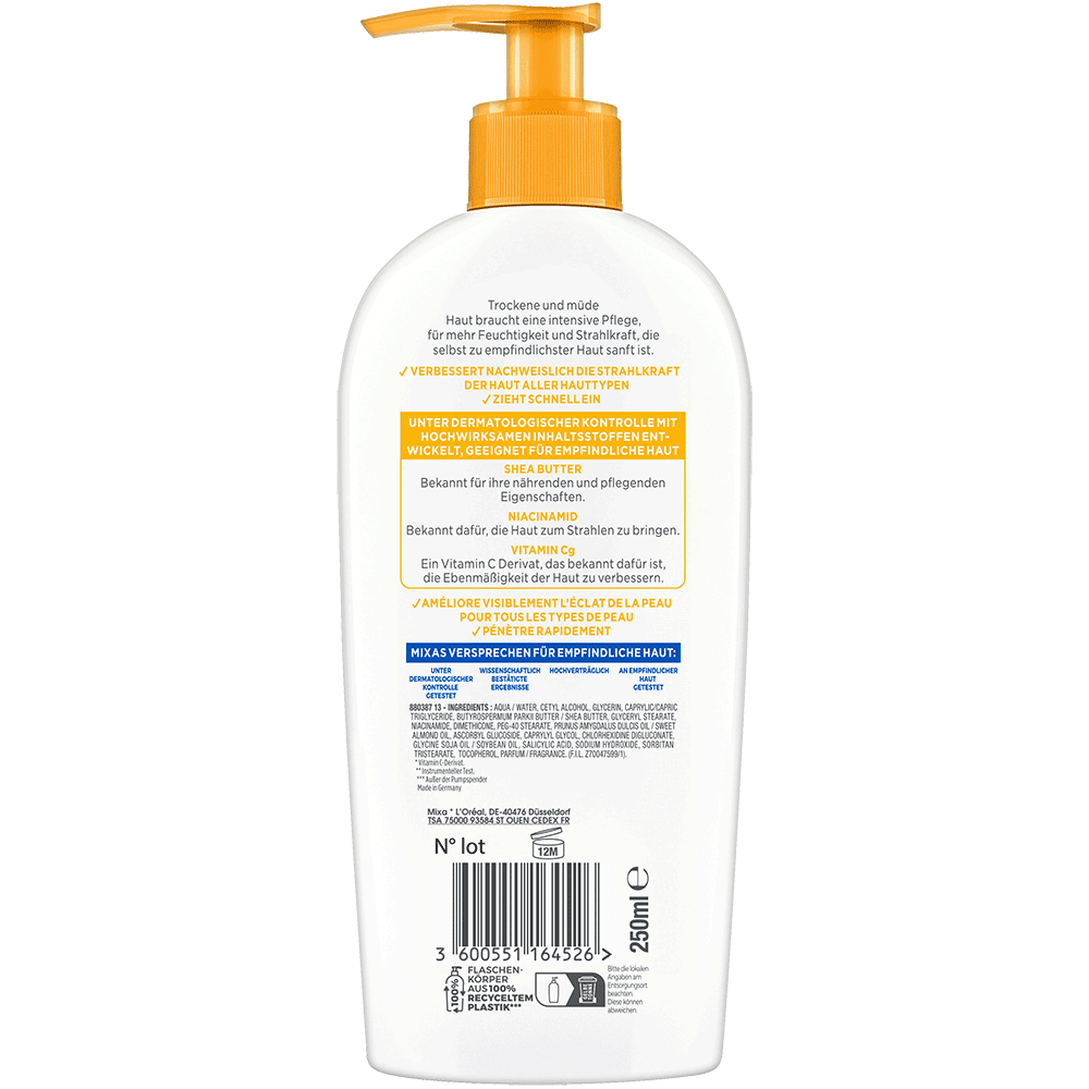 Bild: Mixa Niacinamide Bright Body Lotion 