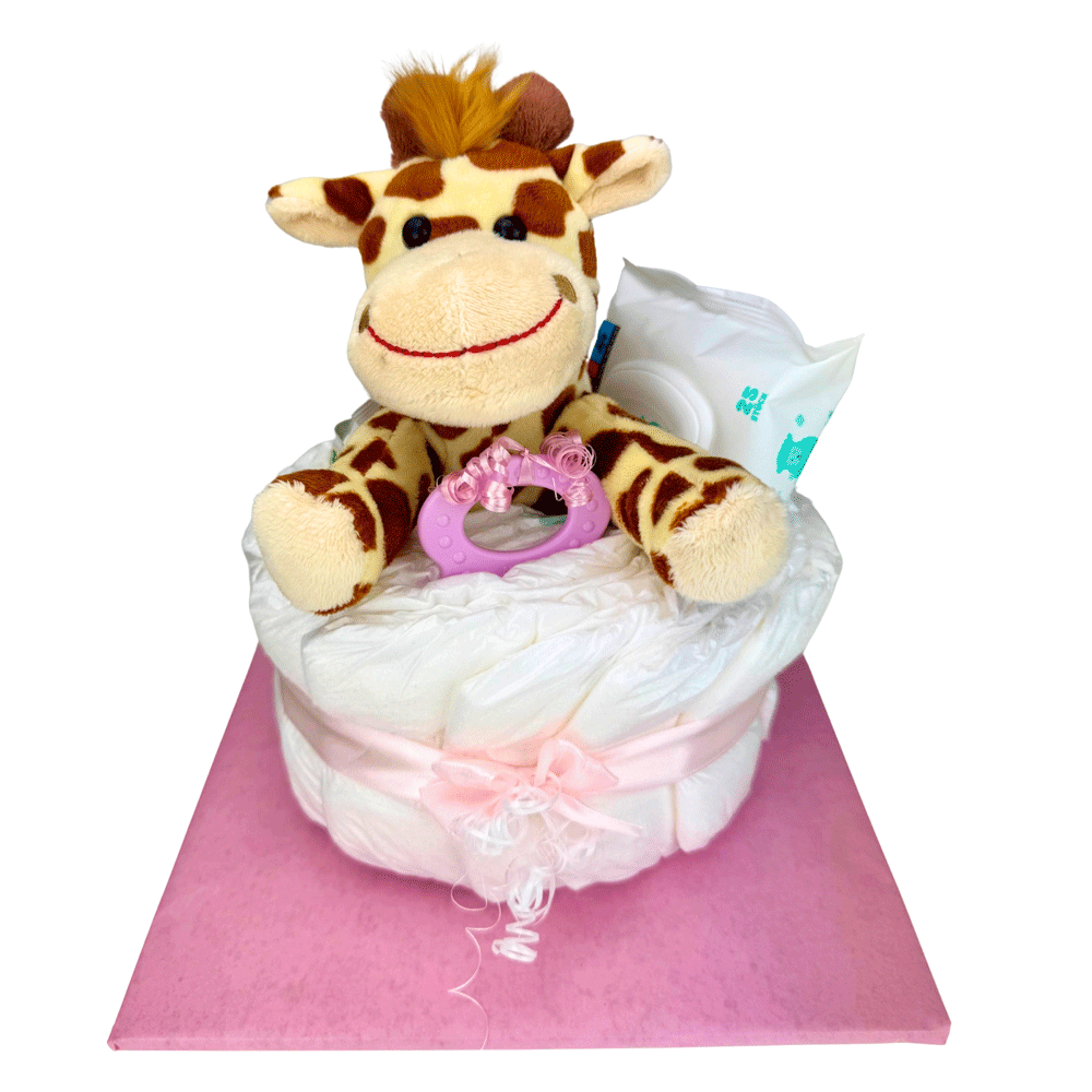 Bild: BABYWELL Windeltorte Giraffe Rosa 