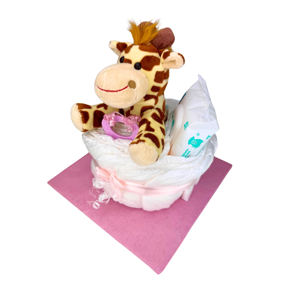 Bild: BABYWELL Windeltorte Giraffe Rosa 