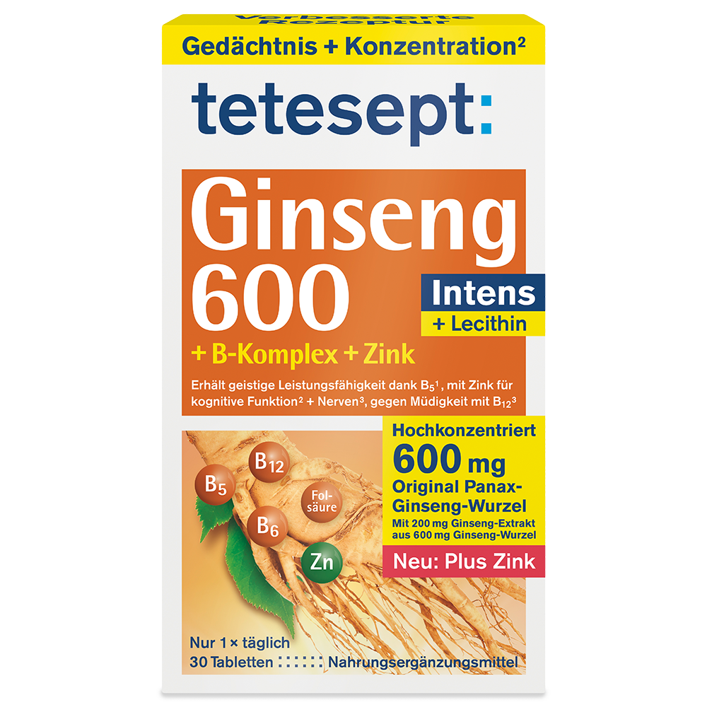 Bild: tetesept: Giseng 600 + B-Komplex + Zink 
