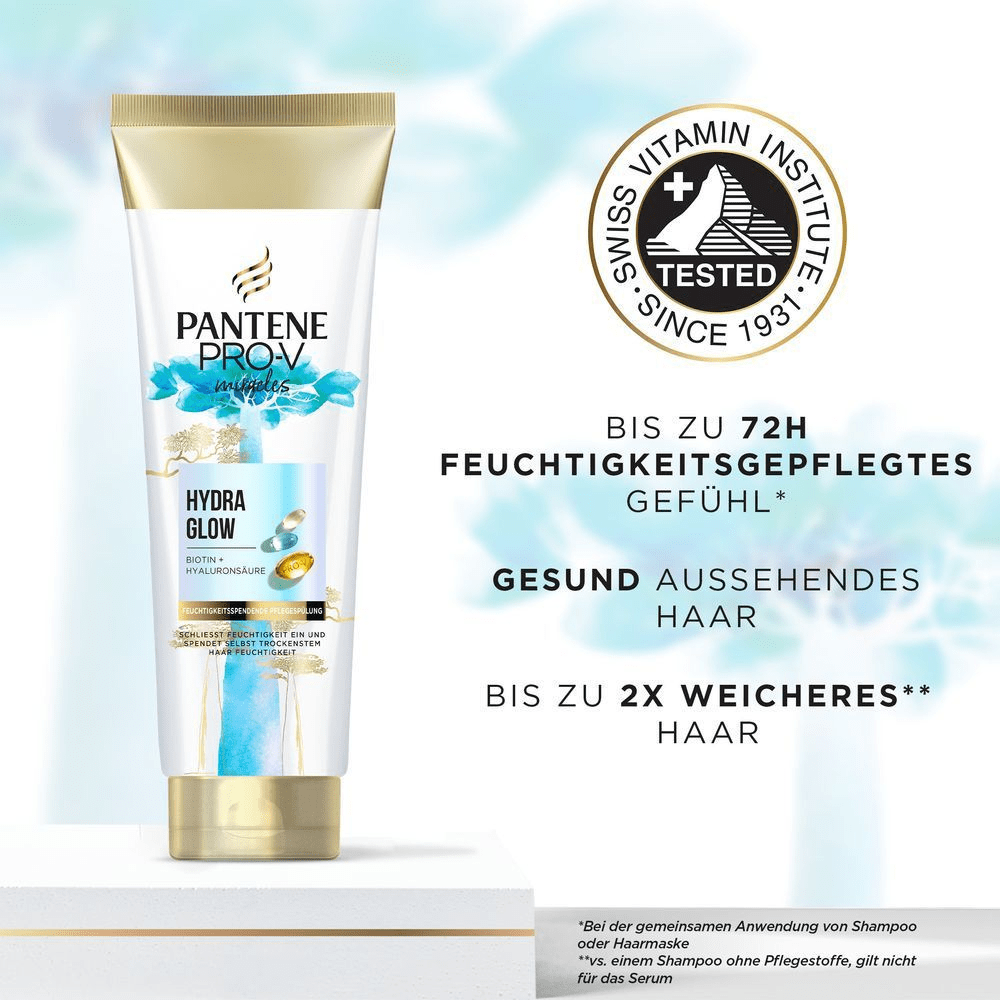 Bild: PANTENE PRO-V Hydra Glow Feuchtigkeitsspendende Pflegespülung mit Biotin 
