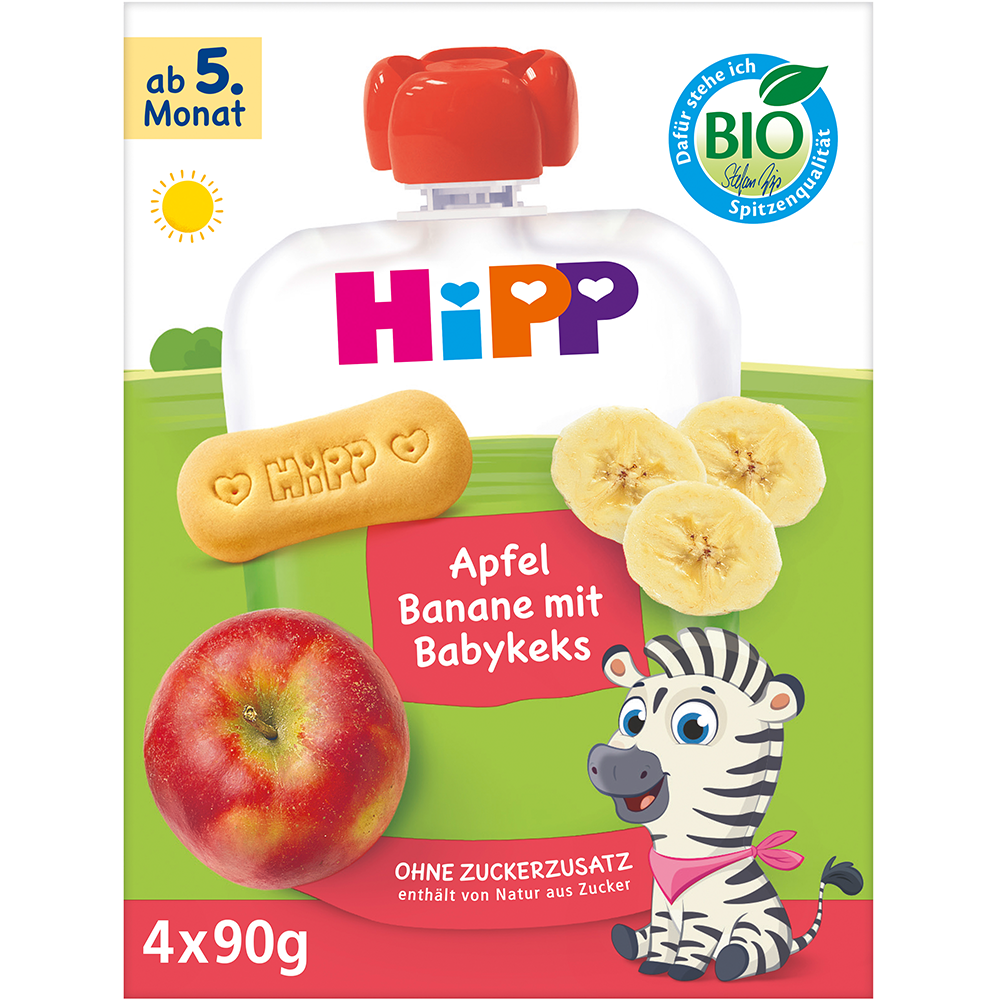 Bild: HiPP Quetschie Apfel Banane und Babykeks 