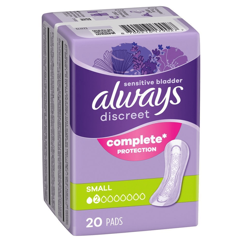 Always Discreet Einlagen für Blasenschwäche Verpackung, Größe Small, 2 Tropfen, 20 Stück, zuverlässiger Schutz