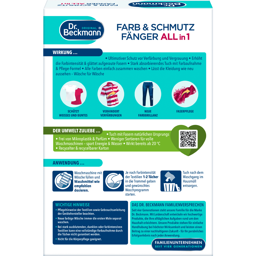 Bild: Dr. Beckmann Farb & Schmutz Fänger All in 1 Tücher