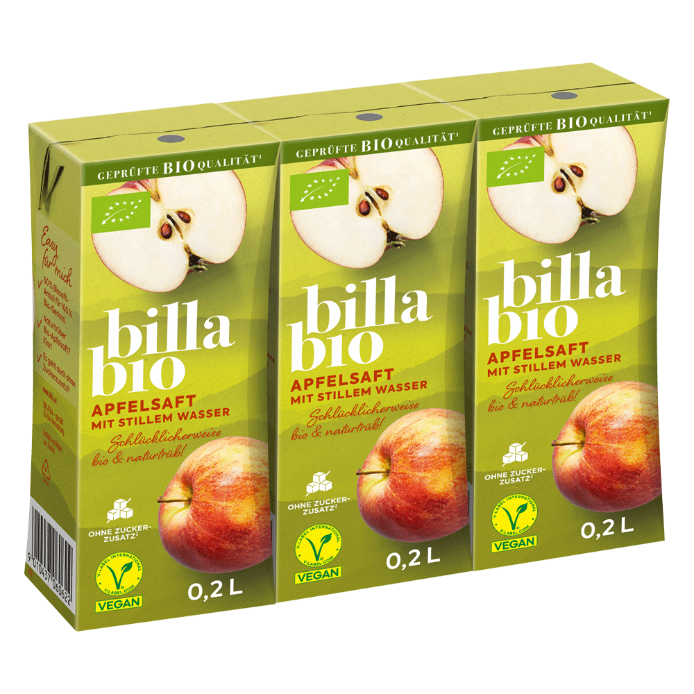 Bild: Billa Bio Apfelsaft mit stillem Wasser (3x0,2L) 