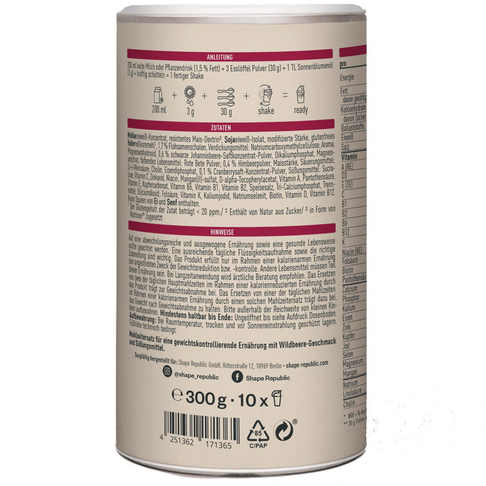 Bild: SHAPE REPUBLIC Beauty Slim Shake Wildbeere