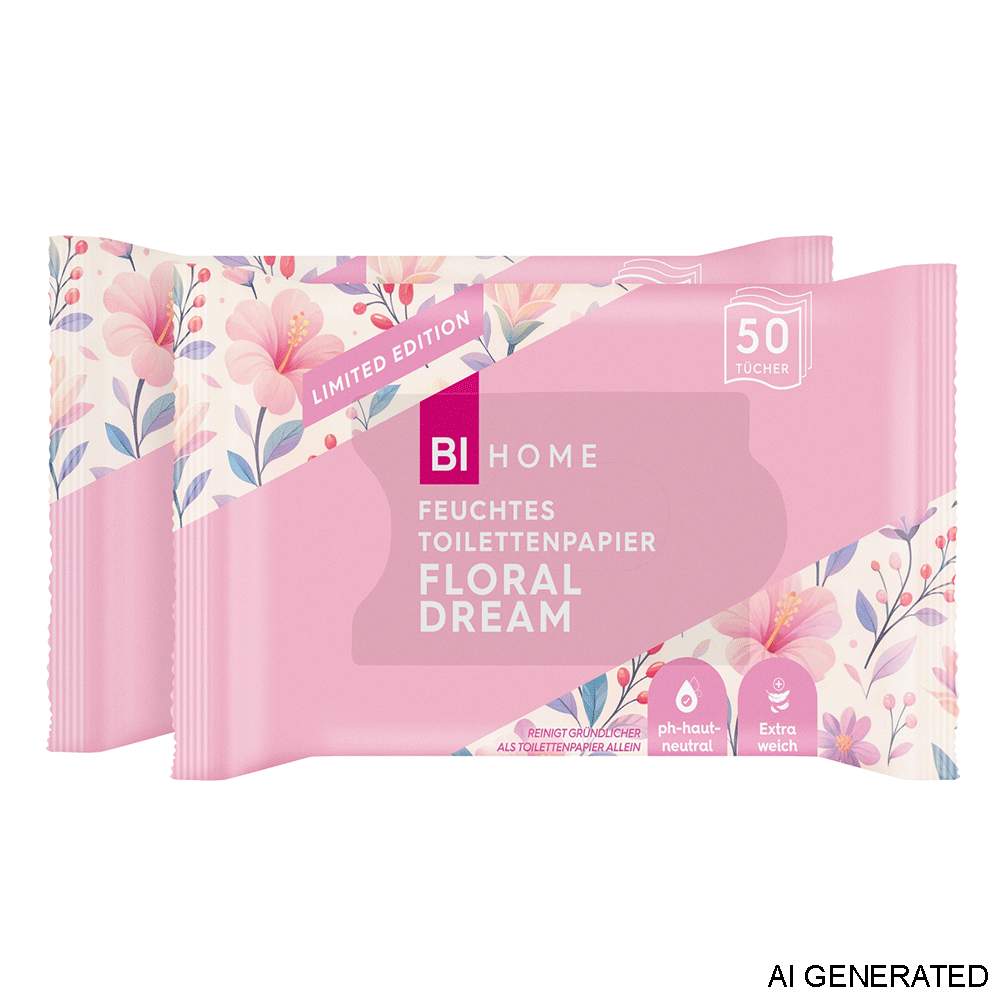 Bild: BI HOME Feuchtes Toilettenpapier Floral Dream 
