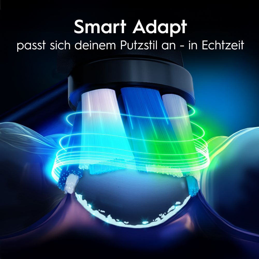 Nahaufnahme des Bürstenkopfs; Wellen zeigen Smart Adapt Technologie in Echtzeit.