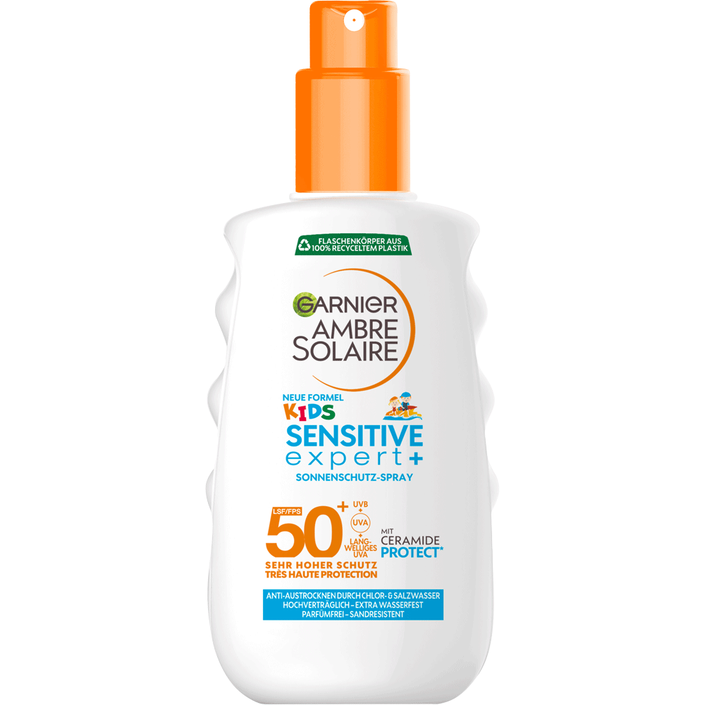 Bild: GARNIER AMBRE SOLAIRE Kids Sensitive expert+ Sonnenschutz-Spray LSF 50+