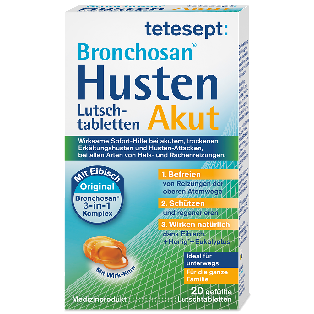 Bild: tetesept: Bronchosan Husten Akut Lutschtabletten 