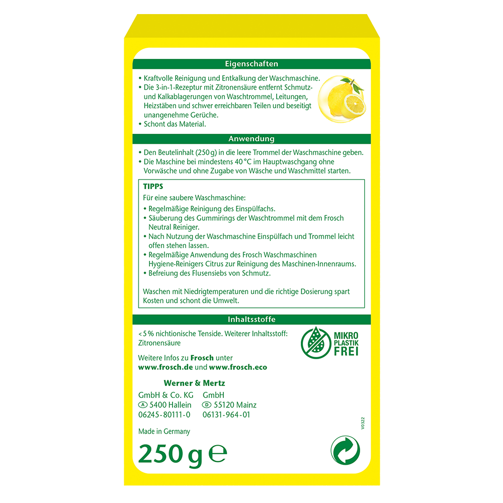 Bild: Frosch Waschmaschinen Hygiene Reiniger Citrus 