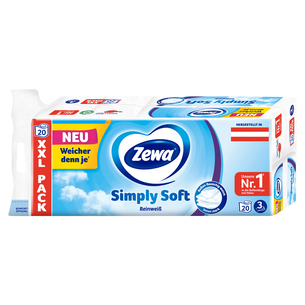 Bild: Zewa Toilettenpapier Simply Soft Reinweiß 