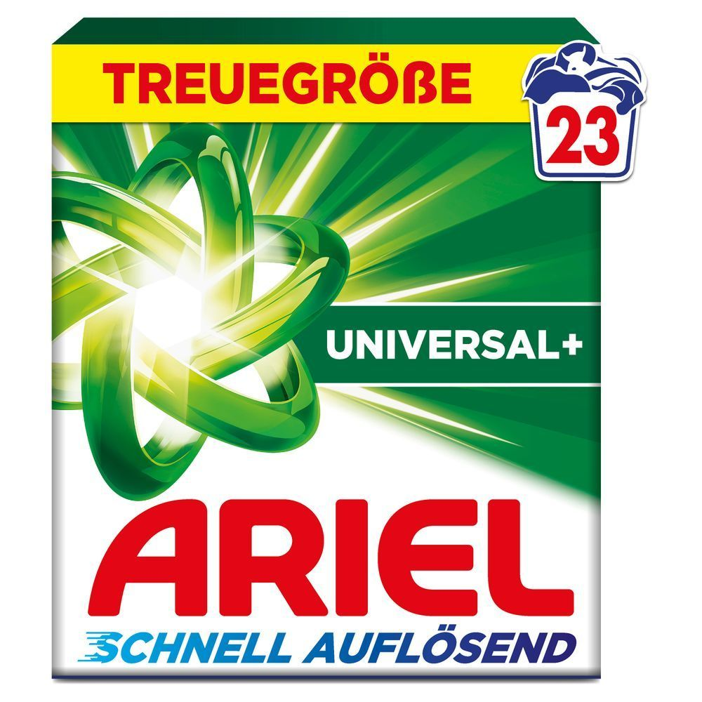 Ariel schnell auflösendes Waschmittelpulver, Universal+, 23 Waschladungen, Karton [IT] Detersivo in polvere per bucato Ariel a rapido scioglimento, Universal+, 23 lavaggi, scatola;