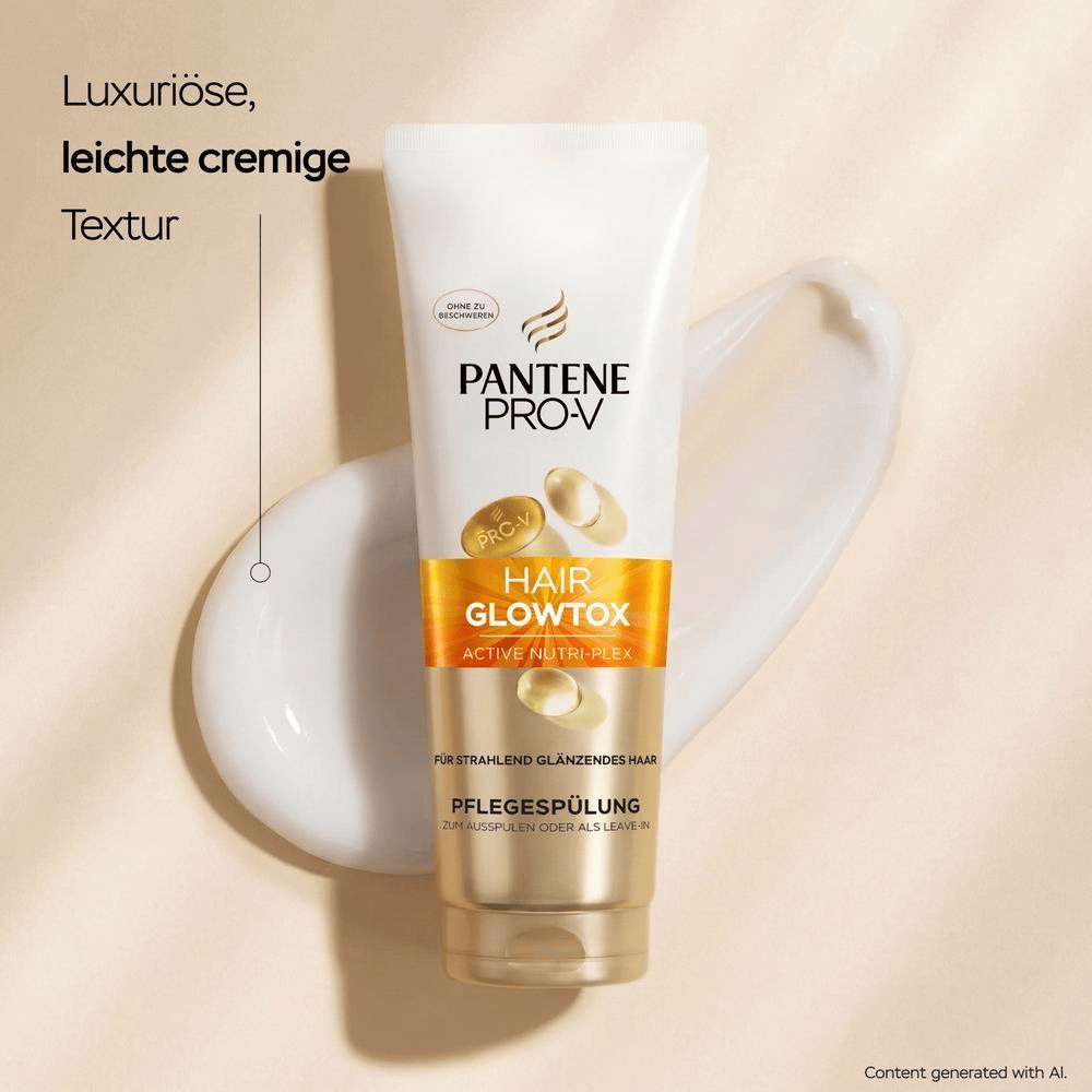 Pantene Pro-V Hair Glowtox Pflegespülung mit luxuriöser, leichter cremiger Textur.