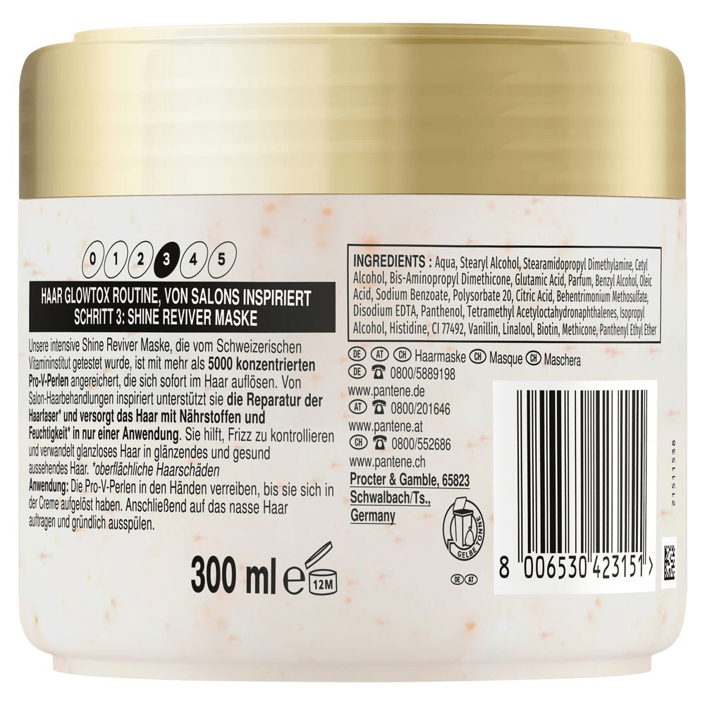 Pantene Pro-V Glowtox Shine Reviver Maske, Schritt 3, 300 ml.