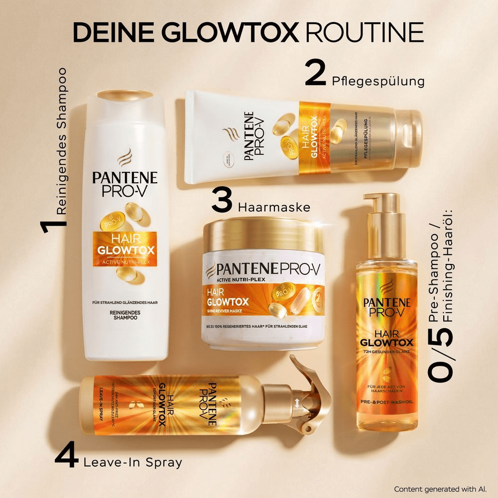 Pantene Pro-V Hair Glowtox Routine, 5 Produkte für strahlenden Glanz.