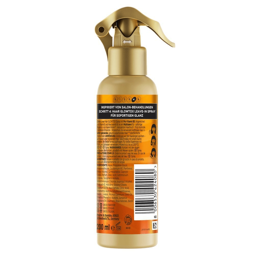 Pantene Pro-V Hair Glowtox Leave-in Spray, für sofortigen Glanz.