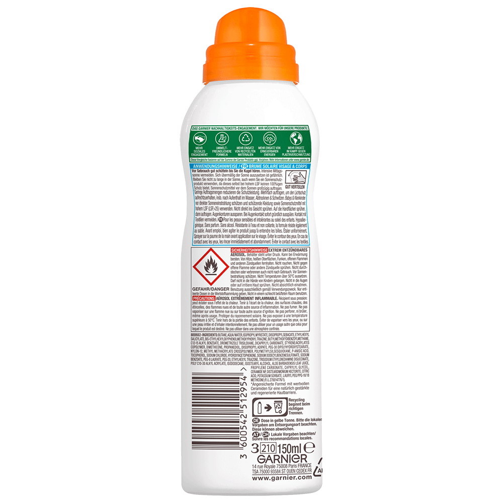 Bild: GARNIER AMBRE SOLAIRE Kids Sensitive expert+ Anti-Sand Spray LSF 50+